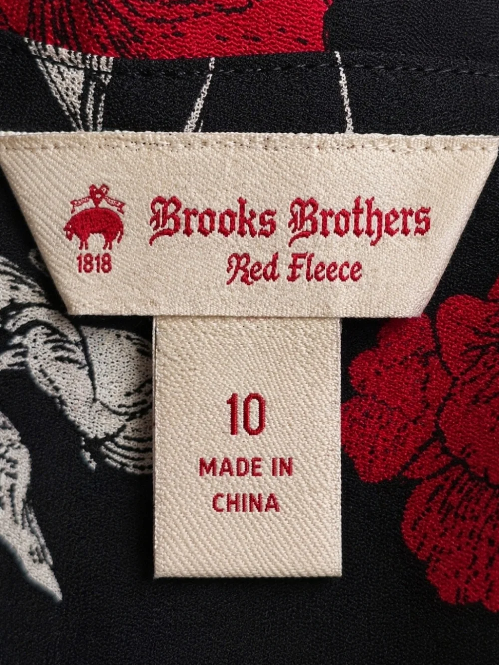 Brooks Brothers | Vintage Floral Dress Black Red Pleated Hem Collared Timeless - Picture 6 of 8